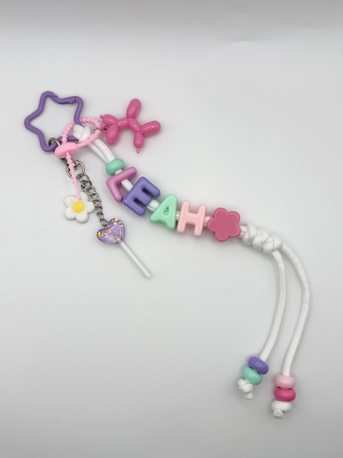 Personalized name (white paracord/ purple lollipop)