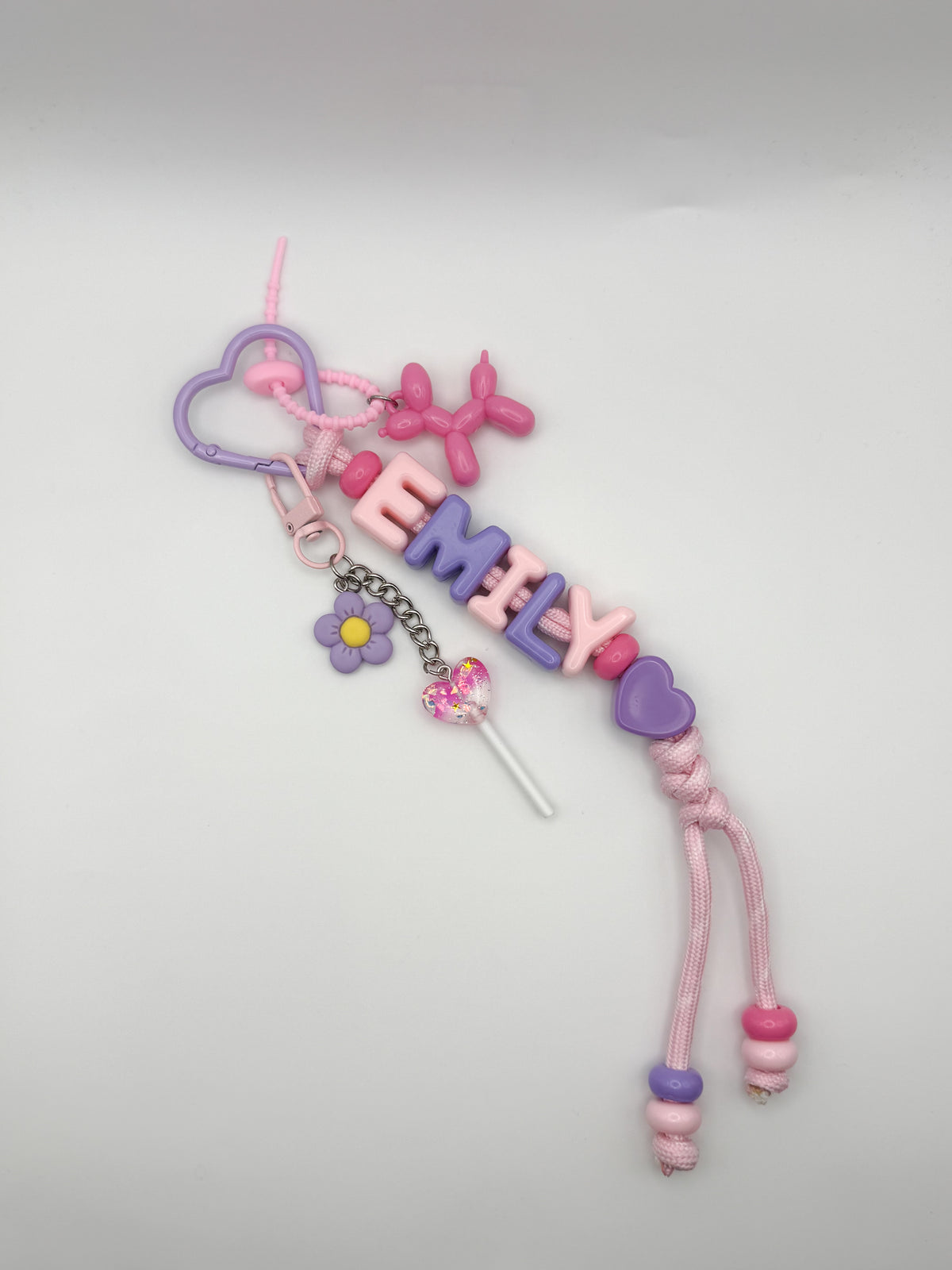 Personalized name (pink paracord/ purple/pink letters )